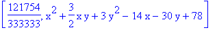 [121754/333333, x^2+3/2*x*y+3*y^2-14*x-30*y+78]